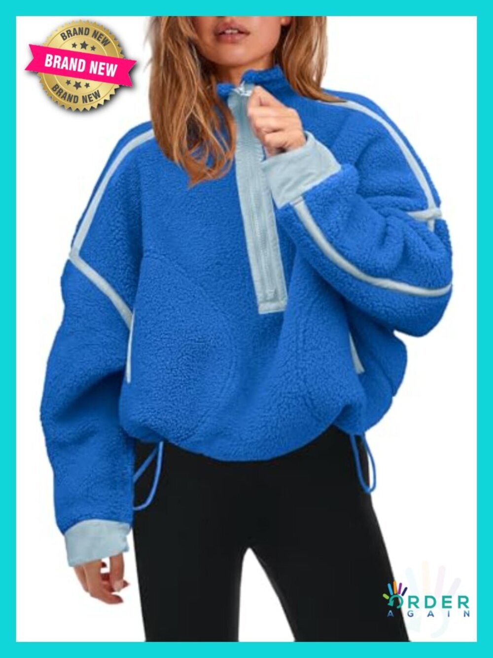 Half Zip Sherpa Fleece Pullover Oversized Sweatshirt with Pockets